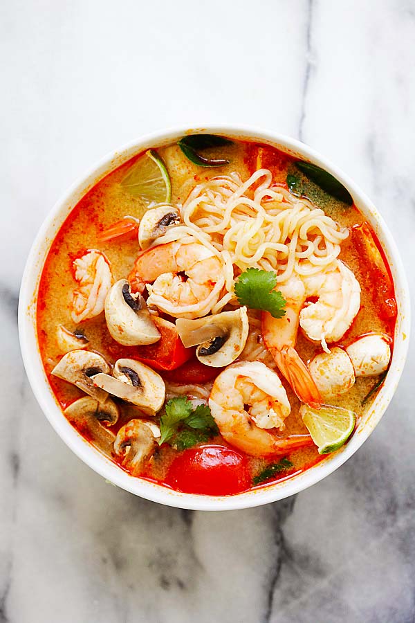 Рецепт: тайский рисовый суп с креветками